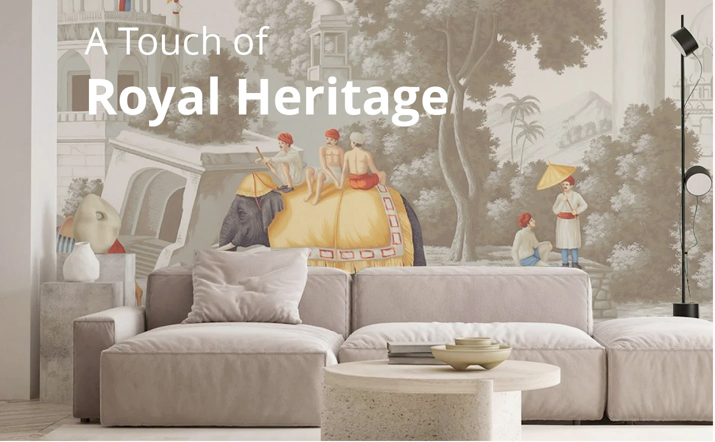 Indian wallpaper in a living room